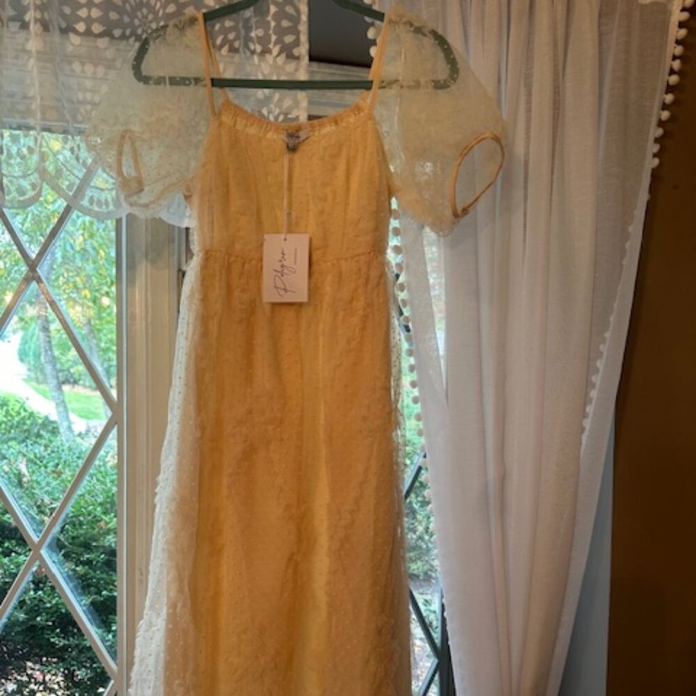 Polagram Girls Short Sleeve blush pink dress - Lace overlay